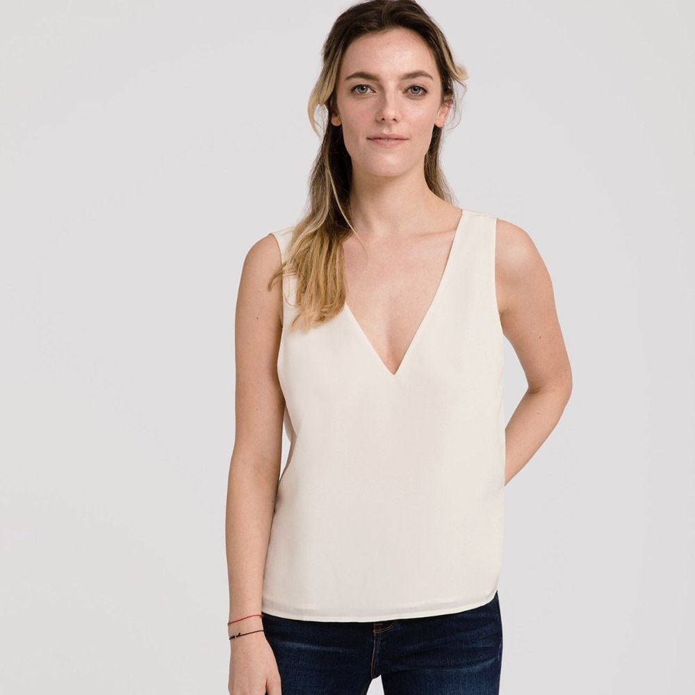 Grana Silk V-Neck Tank - L